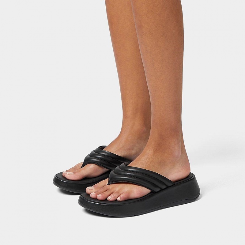 Black Fitflop F-Mode Toe Thongs Women's Thongs | PH-7023RXAUV