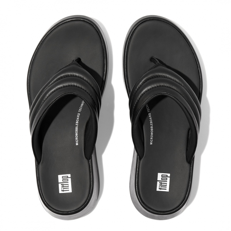 Black Fitflop F-Mode Toe Thongs Women's Thongs | PH-7023RXAUV