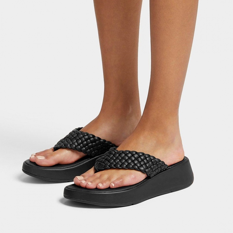 Black Fitflop F-Mode Toe Thongs Women's Thongs | PH-4189TGLRF