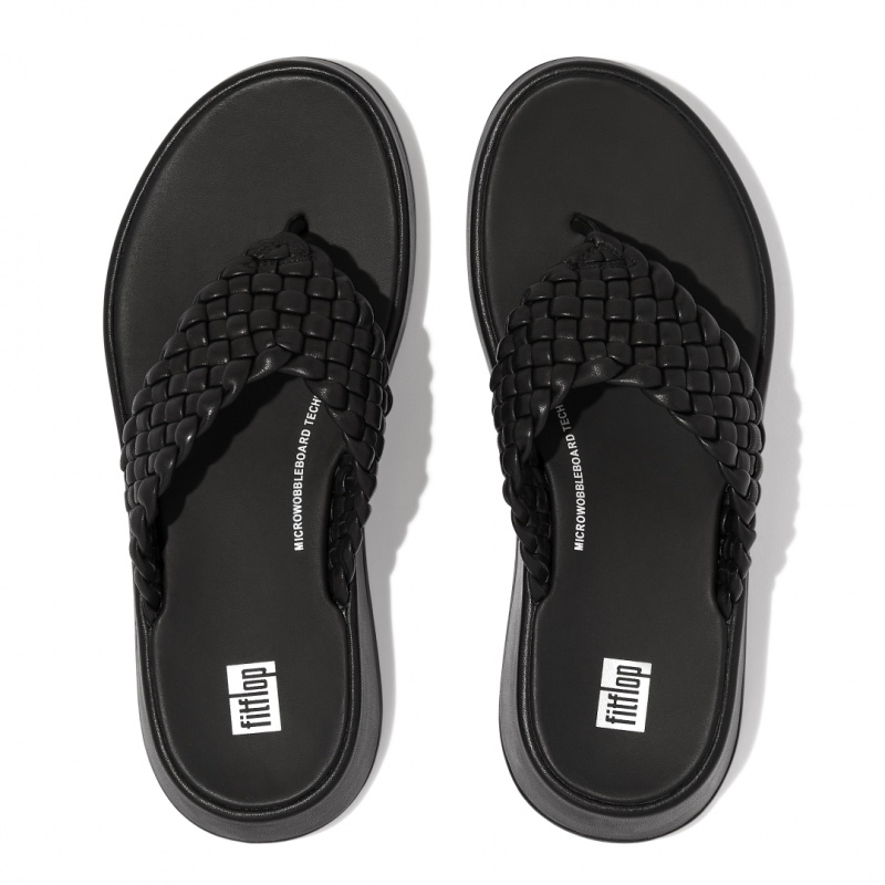 Black Fitflop F-Mode Toe Thongs Women's Thongs | PH-4189TGLRF