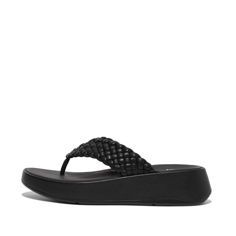 Black Fitflop F-Mode Toe Thongs Women\'s Thongs | PH-4189TGLRF