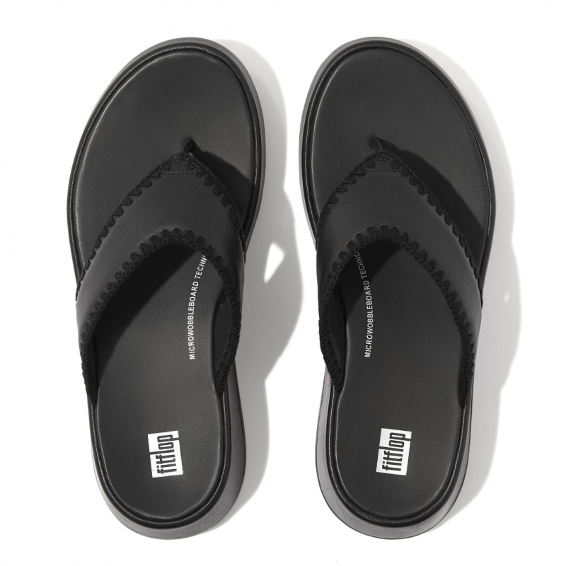 Black Fitflop F-Mode Toe Thongs Women's Thongs | PH-0931RHQGA