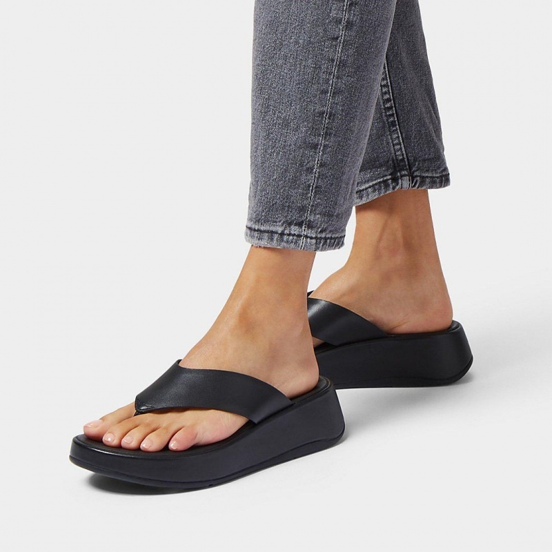 Black Fitflop F-Mode Toe Thongs Women's Thongs | PH-4516TJCEL