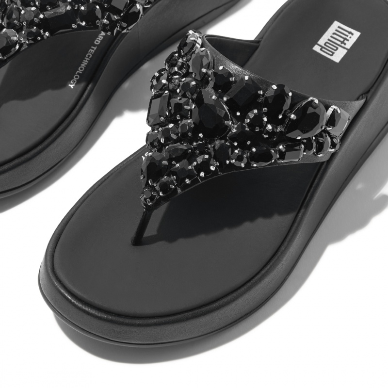 Black Fitflop F-Mode Women's Flip Flops | PH-5308EBUDT