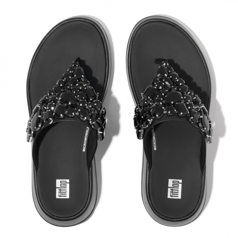 Black Fitflop F-Mode Women's Flip Flops | PH-5308EBUDT