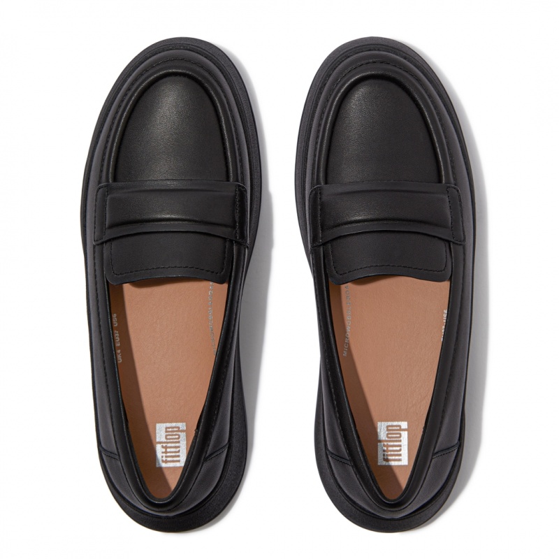 Black Fitflop F-Mode Women's Loafers | PH-6701ACMPU