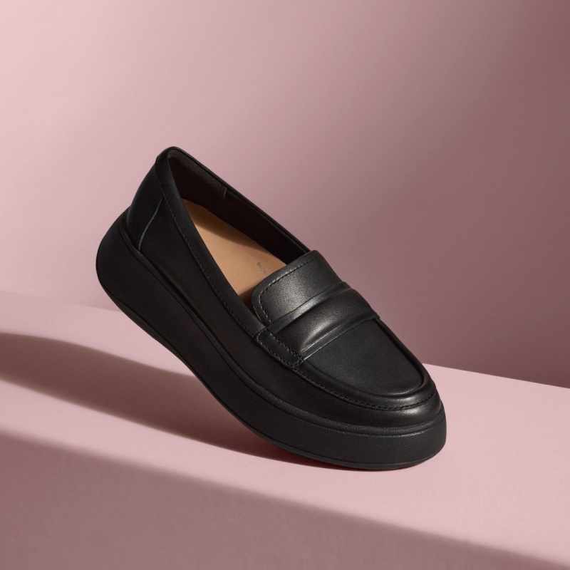 Black Fitflop F-Mode Women's Loafers | PH-6701ACMPU