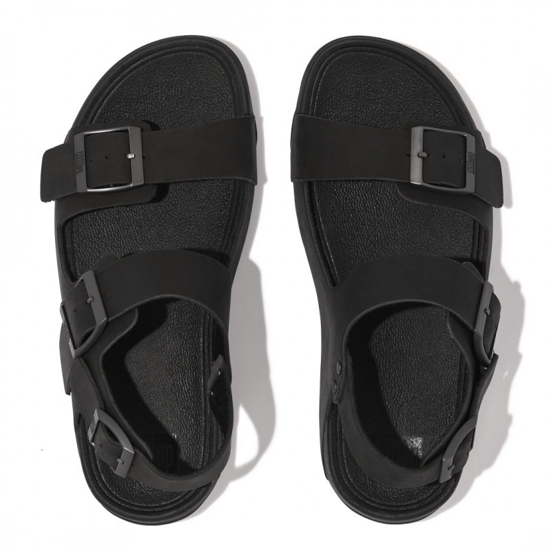 Black Fitflop Gogh Moc Back Strap Men's Sandals | PH-4569HXZQV