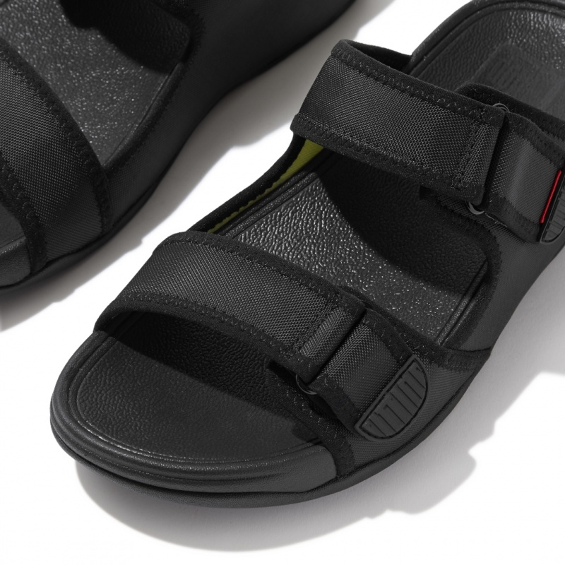 Black Fitflop Gogh Moc Fabric Men's Slides | PH-8623TNJSY