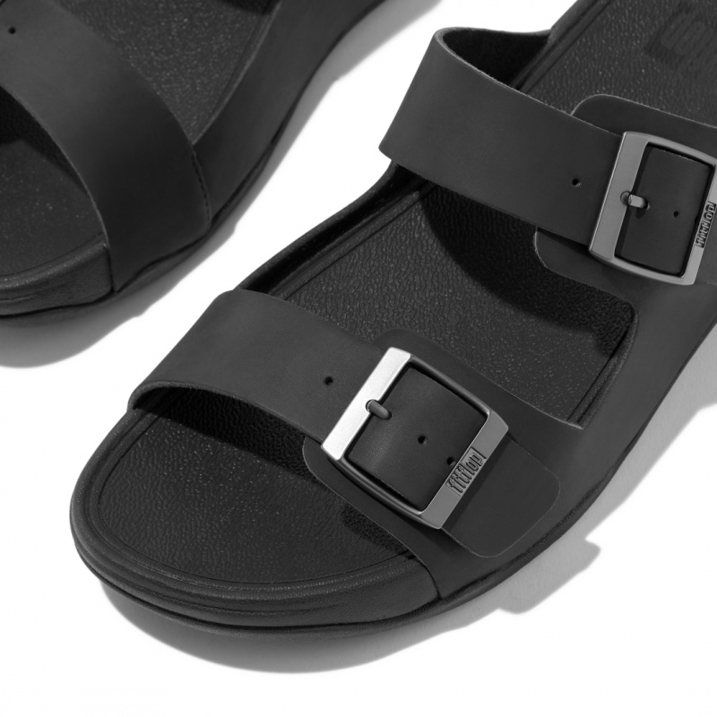 Black Fitflop Gogh Moc Nubuck Men's Slides | PH-2068GXAFR