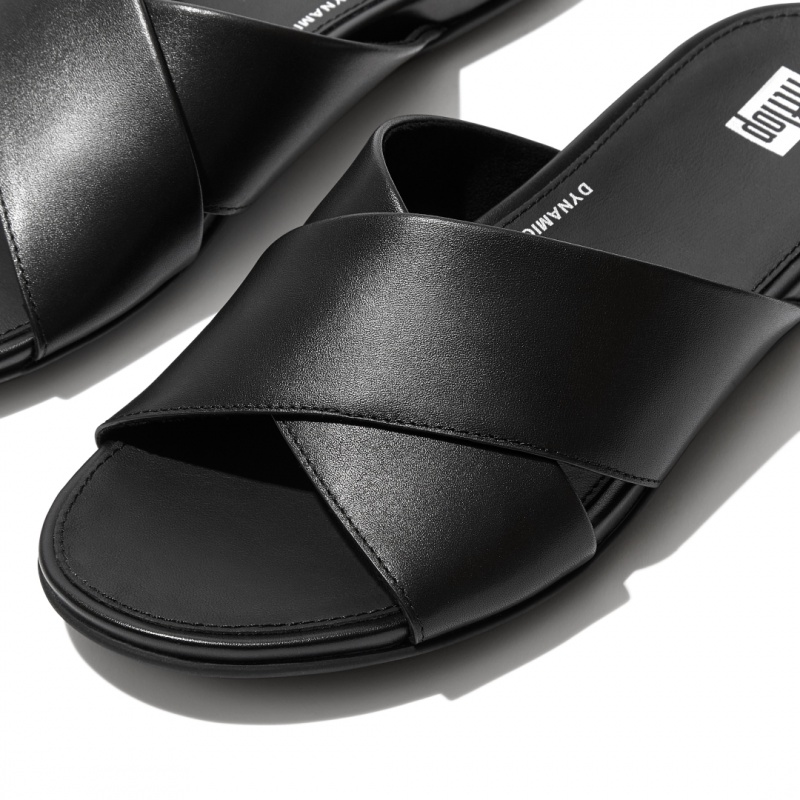 Black Fitflop Gracie Cross Slides Women's Slides | PH-8270FSCIH