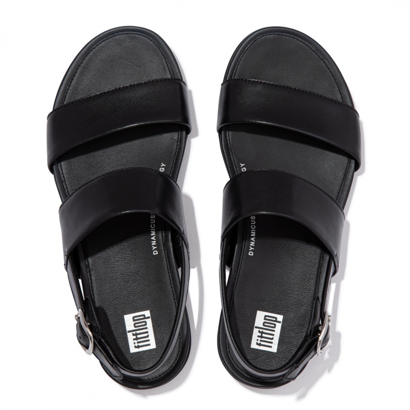 Black Fitflop Gracie Leather Women's Back-Strap Sandals | PH-1465YMFDK