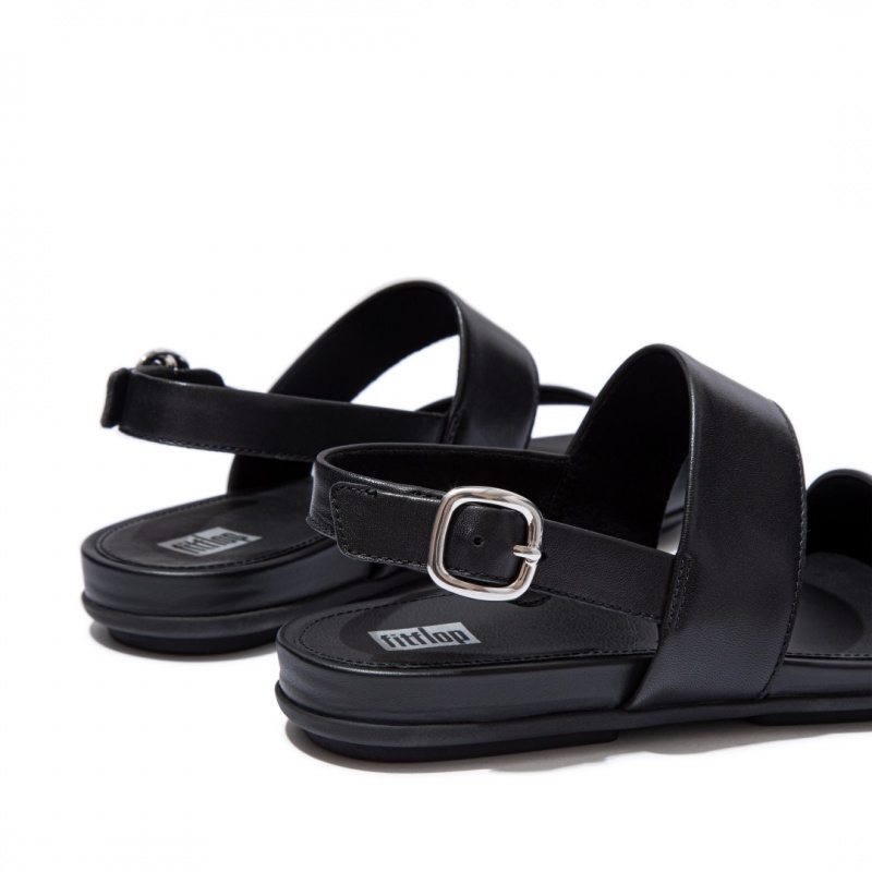 Black Fitflop Gracie Leather Women's Back-Strap Sandals | PH-1465YMFDK