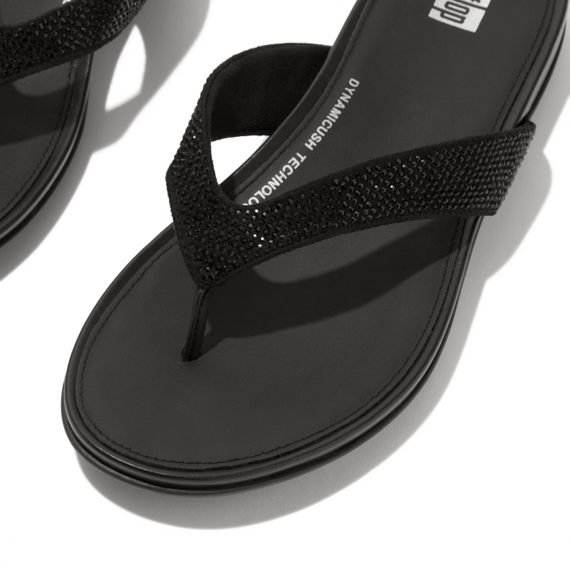 Black Fitflop Gracie Microfibre Women's Flip Flops | PH-2307LWRST