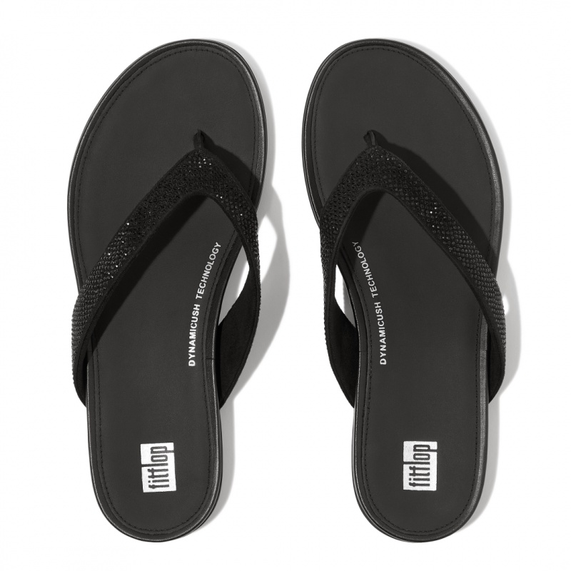 Black Fitflop Gracie Microfibre Women's Flip Flops | PH-2307LWRST