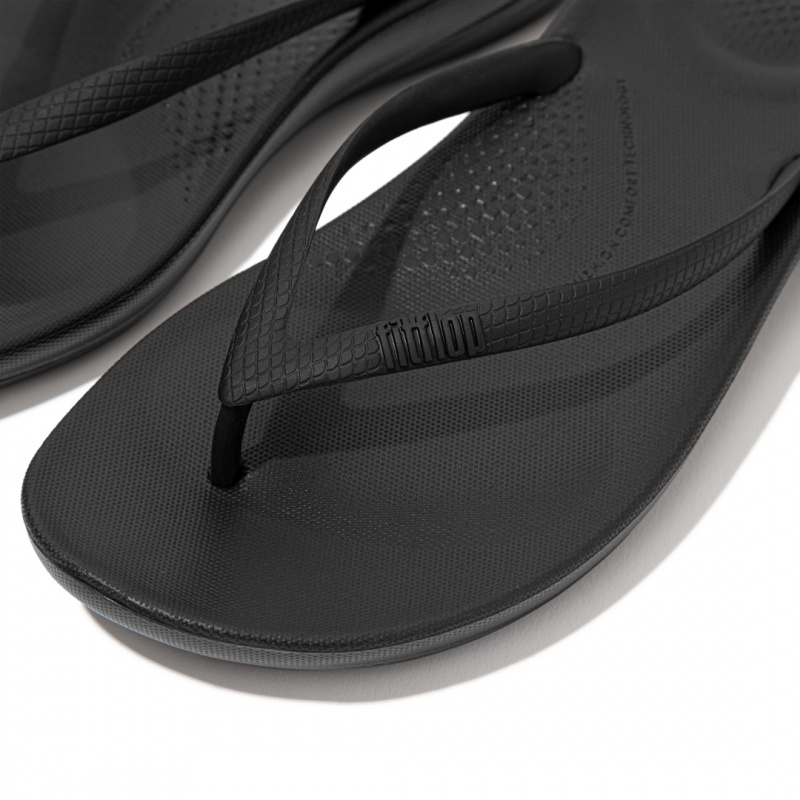 Black Fitflop Iqushion Ergonomc Women's Flip Flops | PH-7690QTCSB