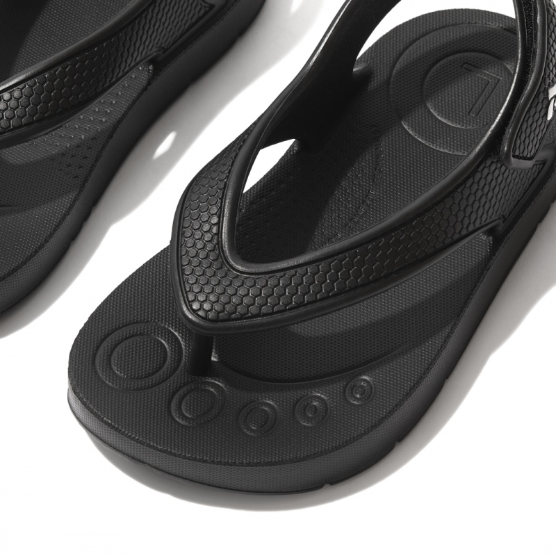 Black Fitflop Iqushion Eva Back Straps Kids' Flip Flops | PH-1465GRMBE