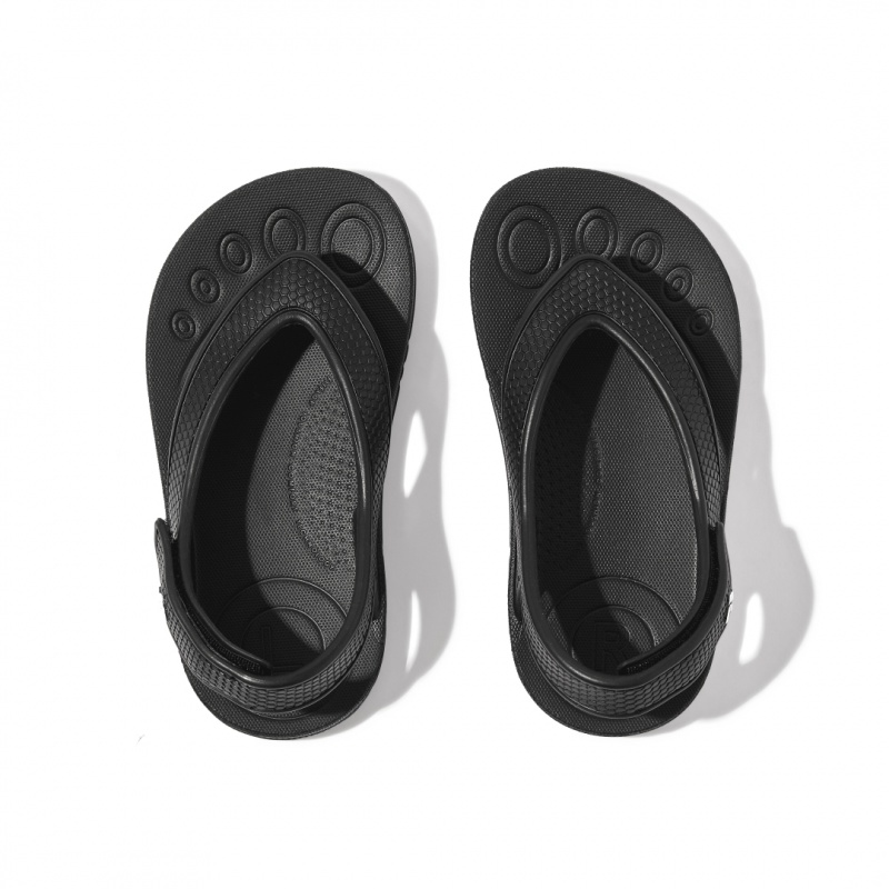 Black Fitflop Iqushion Eva Back Straps Kids' Flip Flops | PH-1465GRMBE