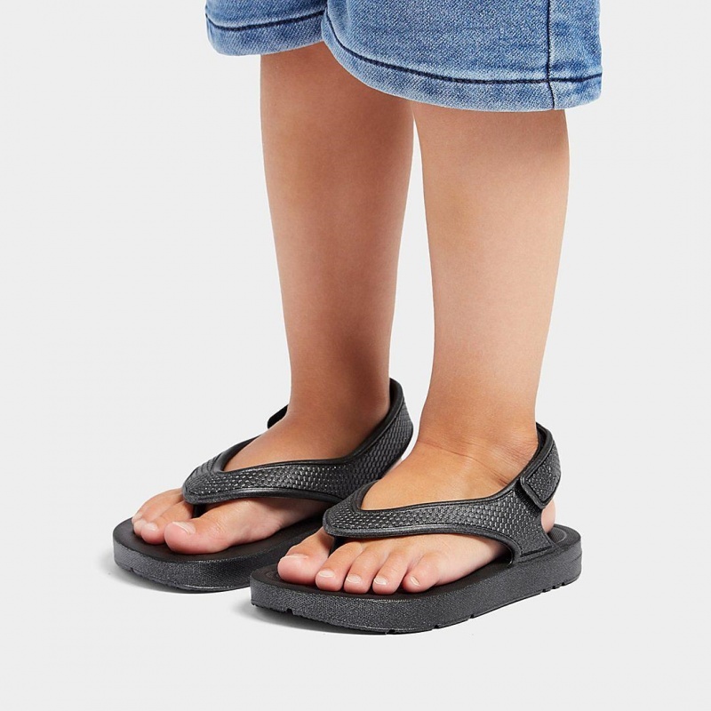 Black Fitflop Iqushion Eva Back Straps Kids' Flip Flops | PH-7451RBZCF