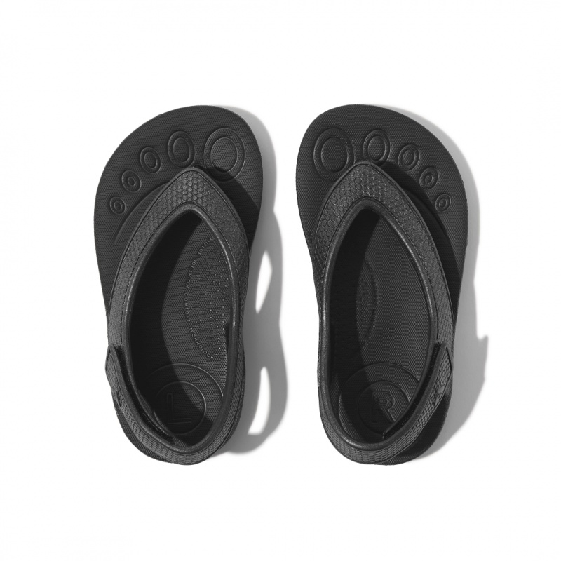 Black Fitflop Iqushion Eva Back Straps Kids' Flip Flops | PH-7451RBZCF