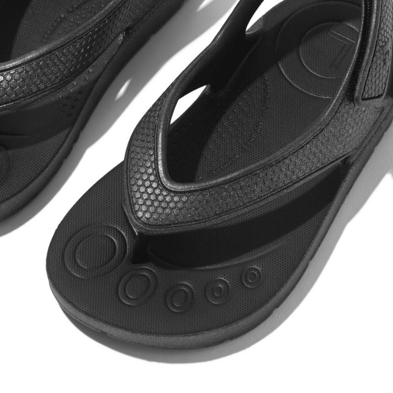 Black Fitflop Iqushion Eva Back Straps Kids' Flip Flops | PH-7451RBZCF