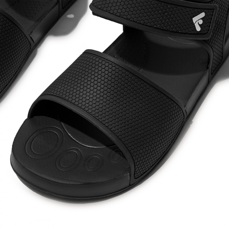 Black Fitflop Iqushion Rubber Kids' Back-Strap Sandals | PH-4582RXWCQ