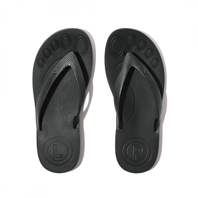 Black Fitflop Iqushion Rubber Kids' Flip Flops | PH-7982JARDT