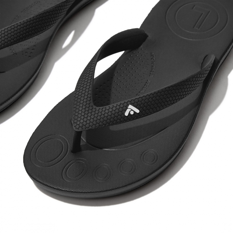 Black Fitflop Iqushion Rubber Kids' Flip Flops | PH-5269ROPTI