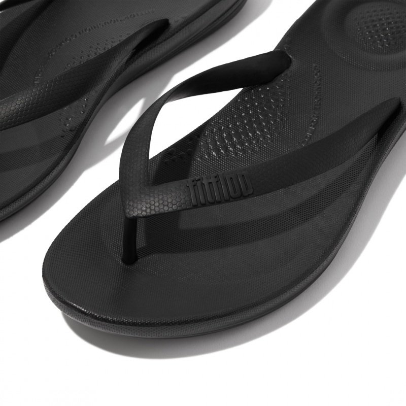 Black Fitflop Iqushion Rubber Men's Flip Flops | PH-8243PZJBL