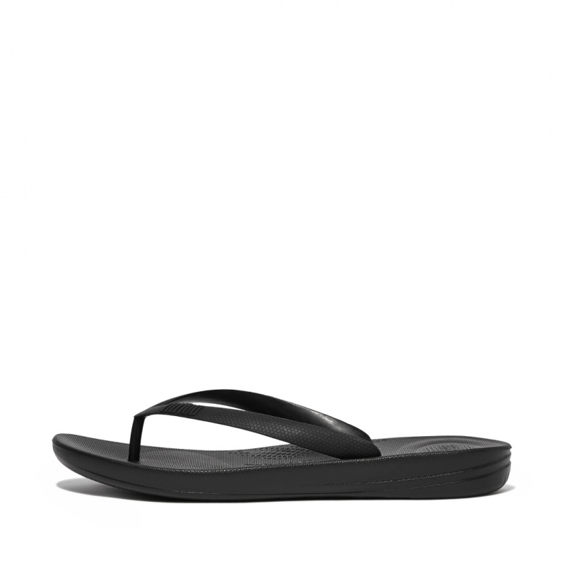 Black Fitflop Iqushion Rubber Men\'s Flip Flops | PH-8243PZJBL