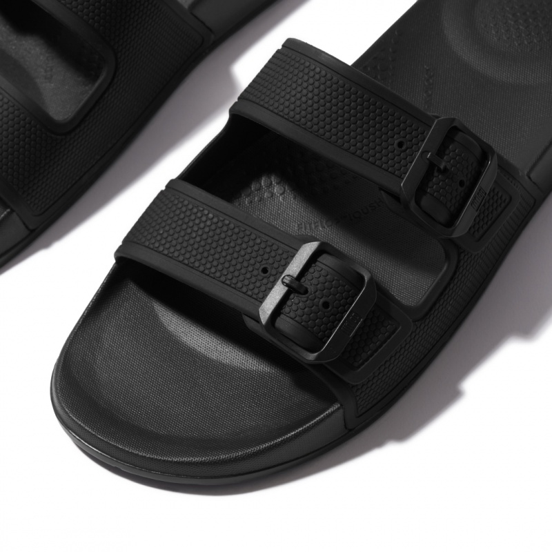 Black Fitflop Iqushion Rubber Men's Flip Flops | PH-8701RFVJX