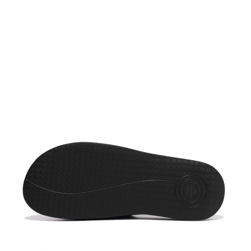 Black Fitflop Iqushion Rubber Men's Flip Flops | PH-8701RFVJX