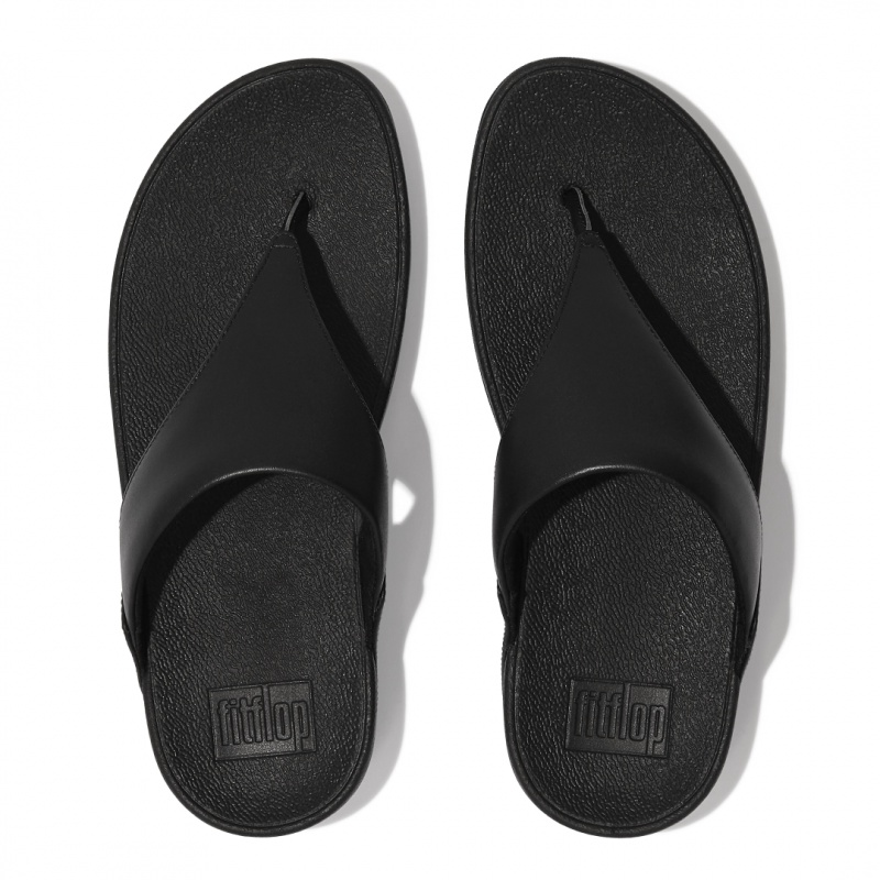 Black Fitflop Lulu Leather Women's Toe-Post Sandals | PH-7926DCVRS