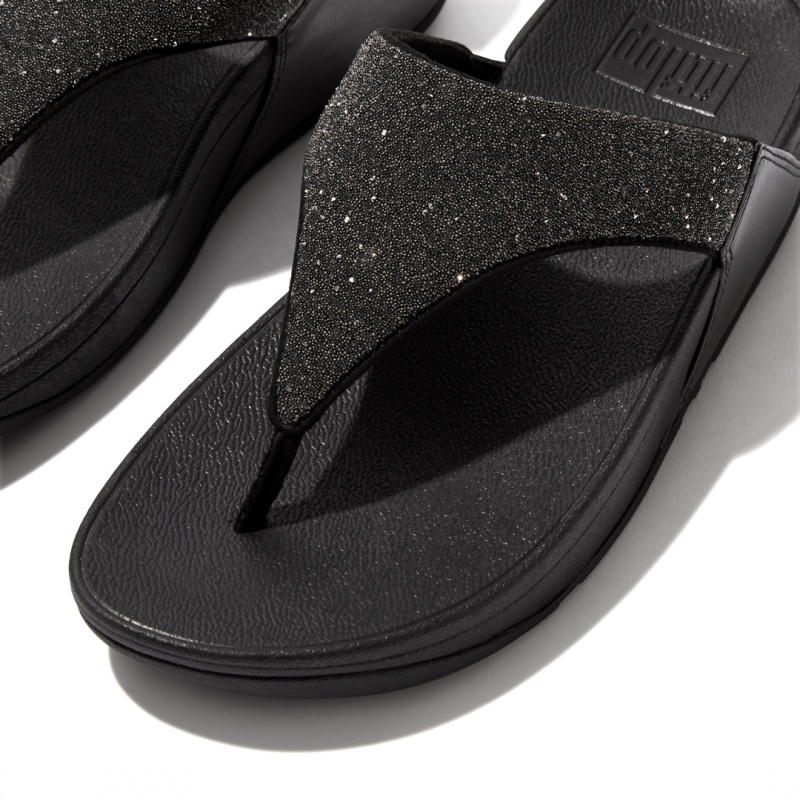 Black Fitflop Lulu Microfibre Faux Leather (Pu) Thongs Women's Toe-Post Sandals | PH-5293CLSNR