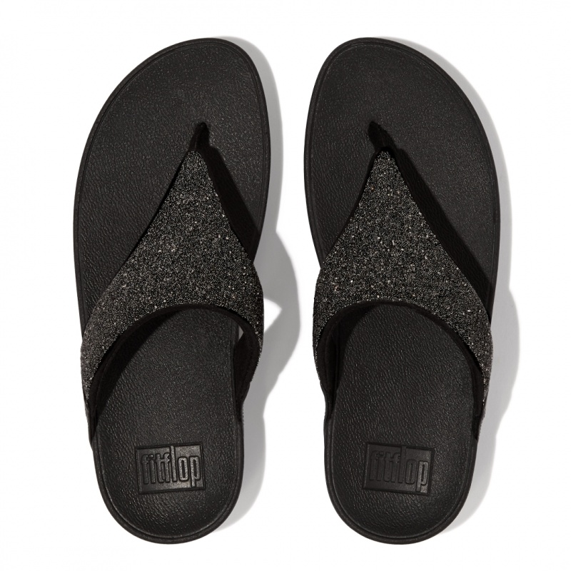 Black Fitflop Lulu Microfibre Faux Leather (Pu) Thongs Women's Toe-Post Sandals | PH-5293CLSNR