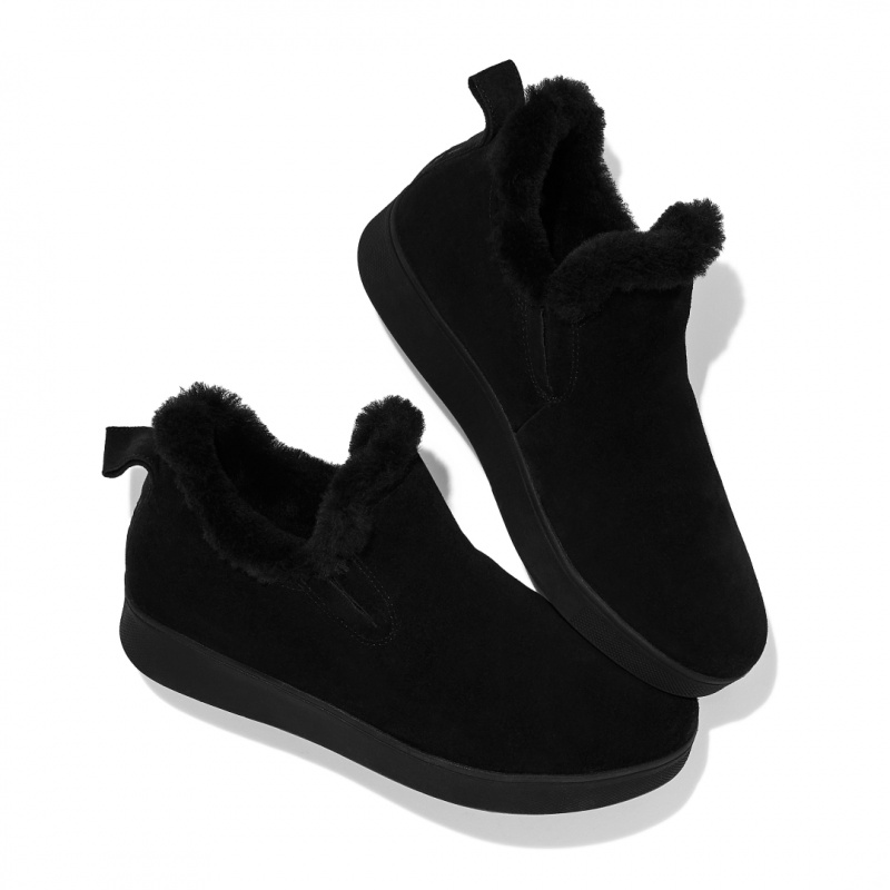 Black Fitflop Rally Slip On Women's Sneakers | PH-3674JCYSR