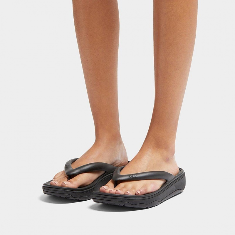 Black Fitflop Relieff Eva Tpu Thongs Women's Toe-Post Sandals | PH-1309KJMRP