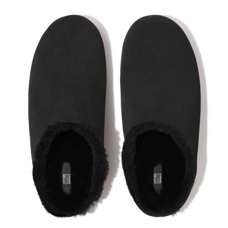 Black Fitflop Shove Men's Slippers | PH-7091SKXAC