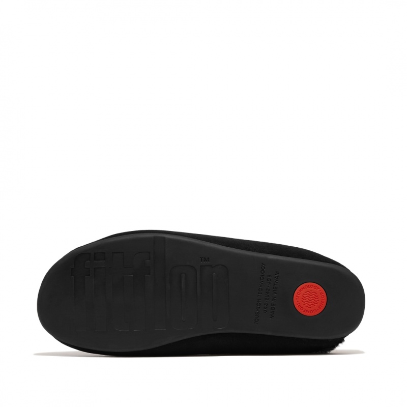 Black Fitflop Shove Men's Slippers | PH-7091SKXAC