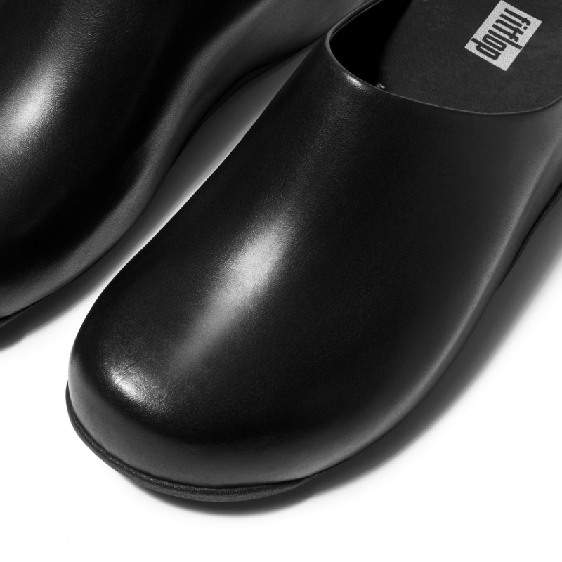 Black Fitflop Shuv Wipe Clean Women's Clogs | PH-0153WVJPI