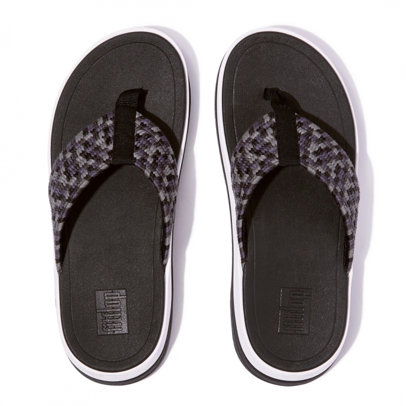 Black Fitflop Surff Cotton Webbing Toe Thongs Women's Thongs | PH-9104SOUDI