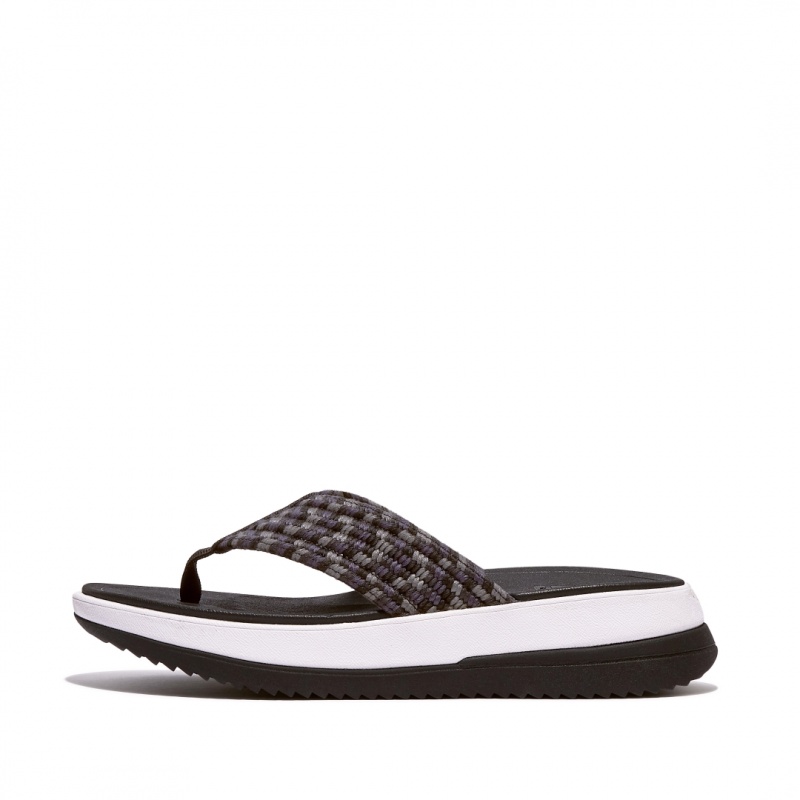 Black Fitflop Surff Cotton Webbing Toe Thongs Women\'s Thongs | PH-9104SOUDI