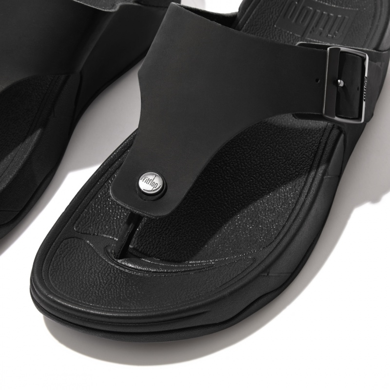 Black Fitflop Trakk Ii Nubuck Toe Men's Thongs | PH-8923ZFPAU