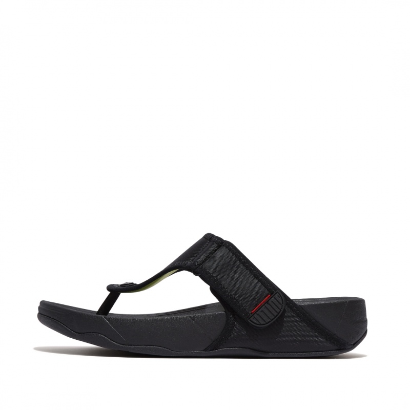 Black Fitflop Trakk Ii Polyester Faux Toe Men\'s Thongs | PH-6402LDBZQ