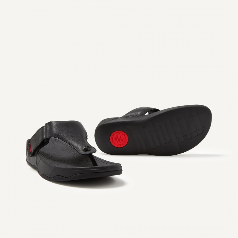 Black Fitflop Trakk Ii Toe Men's Thongs | PH-4268XSQGF