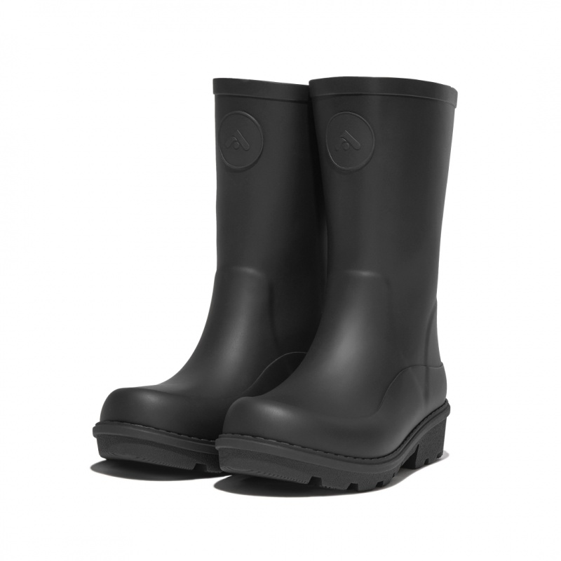 Black Fitflop Wonderwelly Natural Mix Welly Kids' Rubber Boots | PH-6251XAPNZ