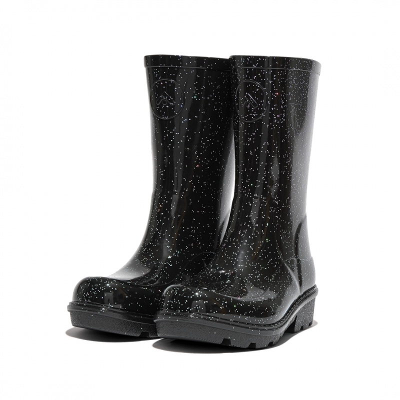 Black Fitflop Wonderwelly Natural Mix Welly Kids' Rubber Boots | PH-1045QXWDC