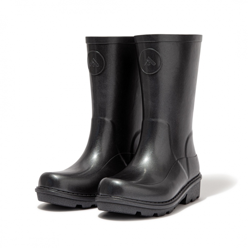 Black Fitflop Wonderwelly Welly Kids' Rubber Boots | PH-9384ICFSR