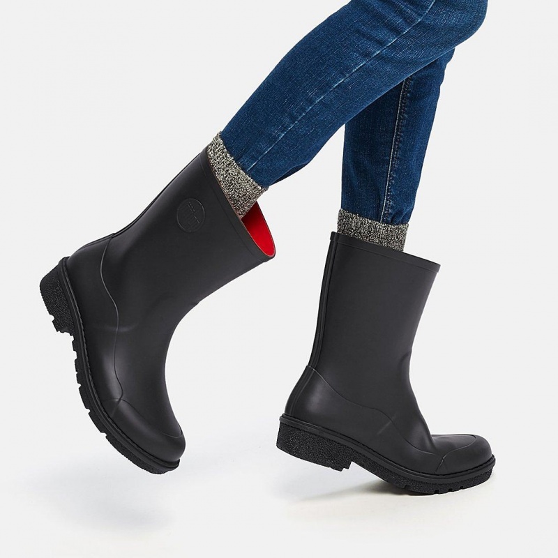 Black Fitflop Wonderwelly Women's Rain Boots | PH-3581LSVHA