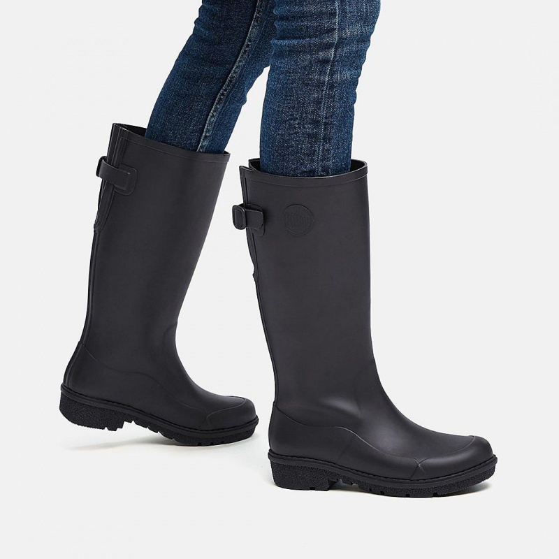 Black Fitflop Wonderwelly Women's Rubber Boots | PH-0549YOFDN